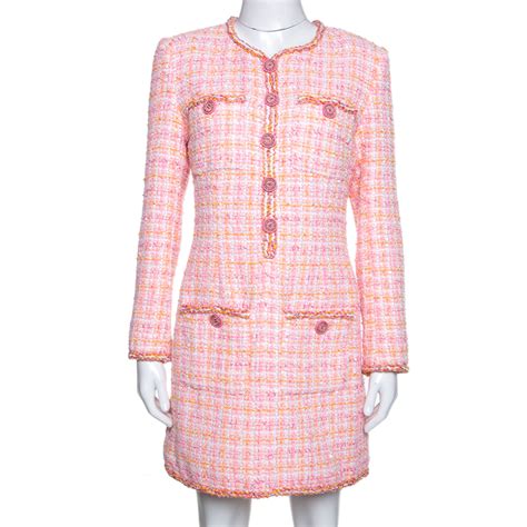 pink chanel tweed dress|chanel pink tweed dress.